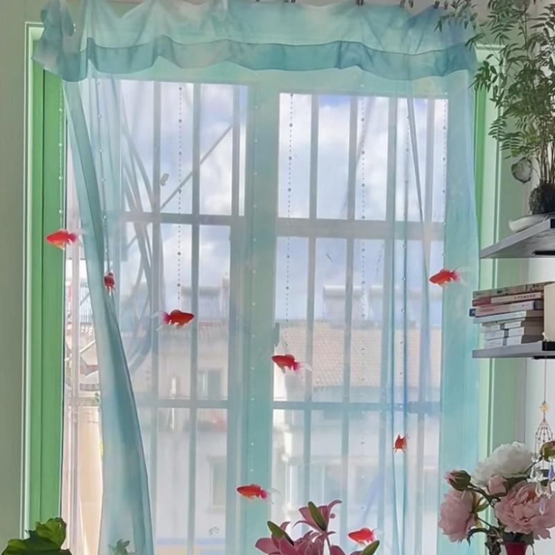 Curtain Sheer Voile - 연하늘색 솔리드 시어 보일 윈도우 커튼