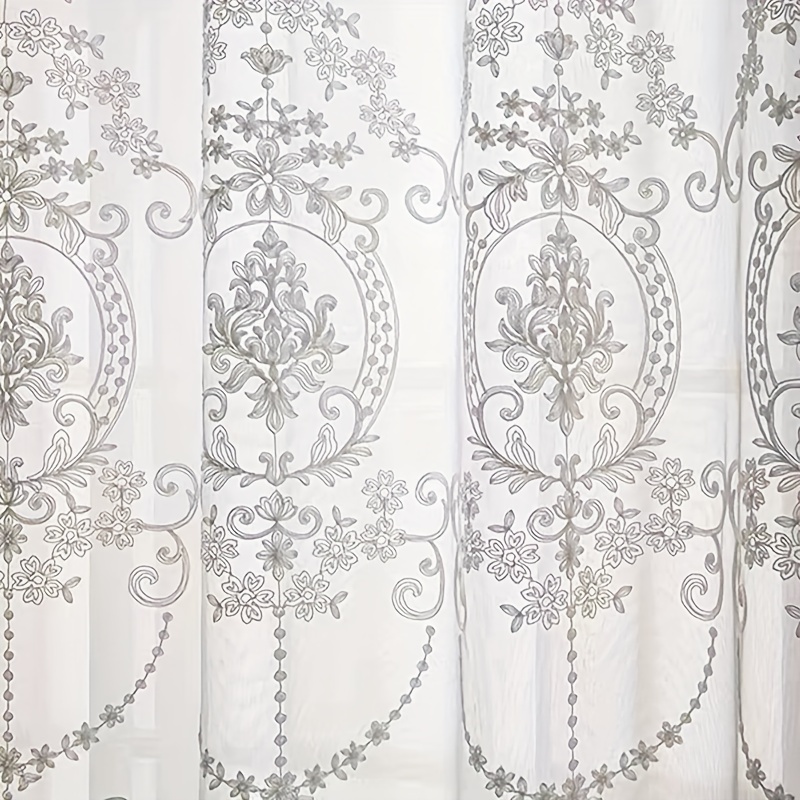 Curtain Sheer Voile - 1pc 흰색 수 놓은 얇은 커튼