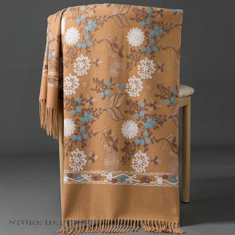 Home Textiles Blanket - 여성용 캐시미어 파시미나 스카프 랩 자수