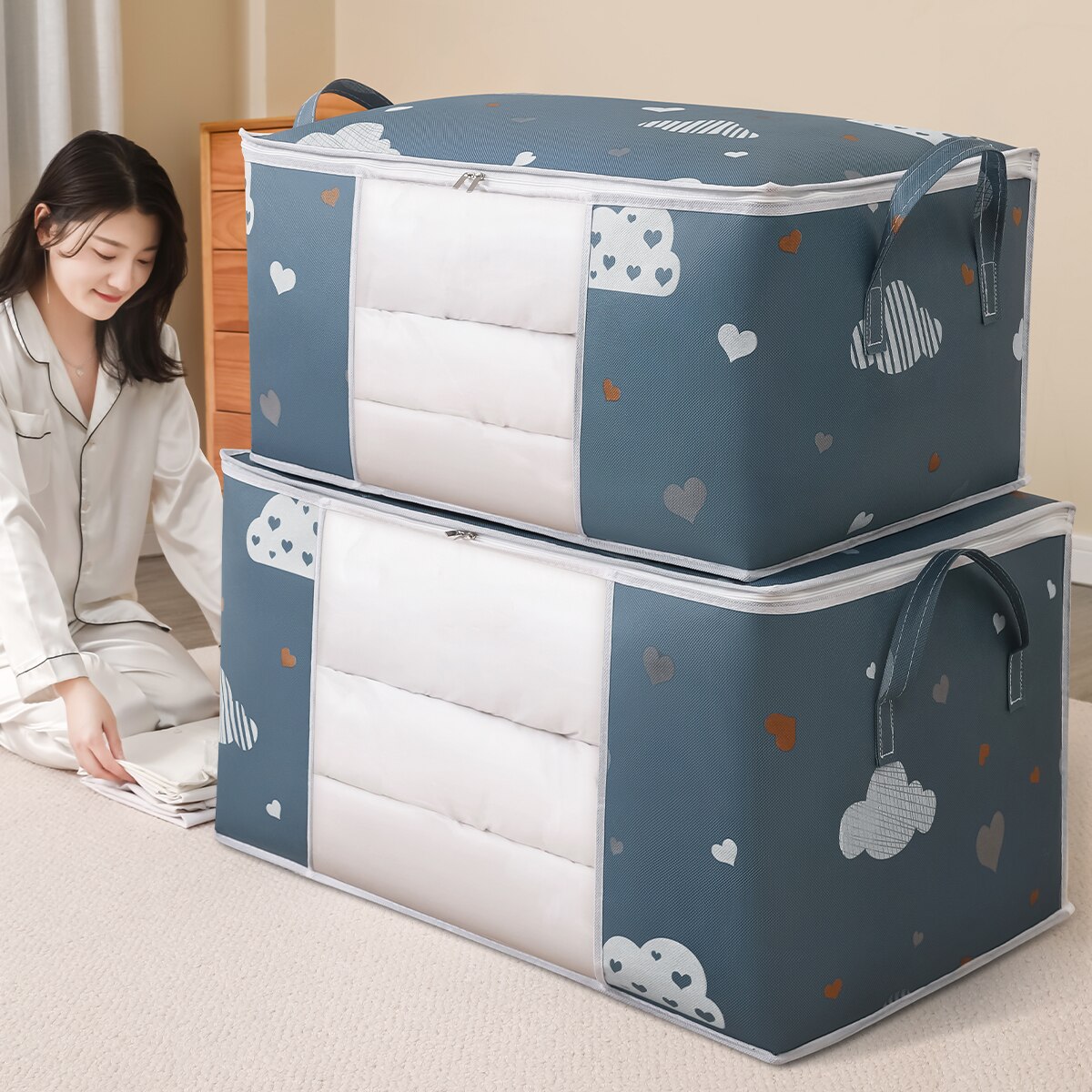 Home Textiles Blanket - 강화 손잡이가 달린 대용량 의류 보관