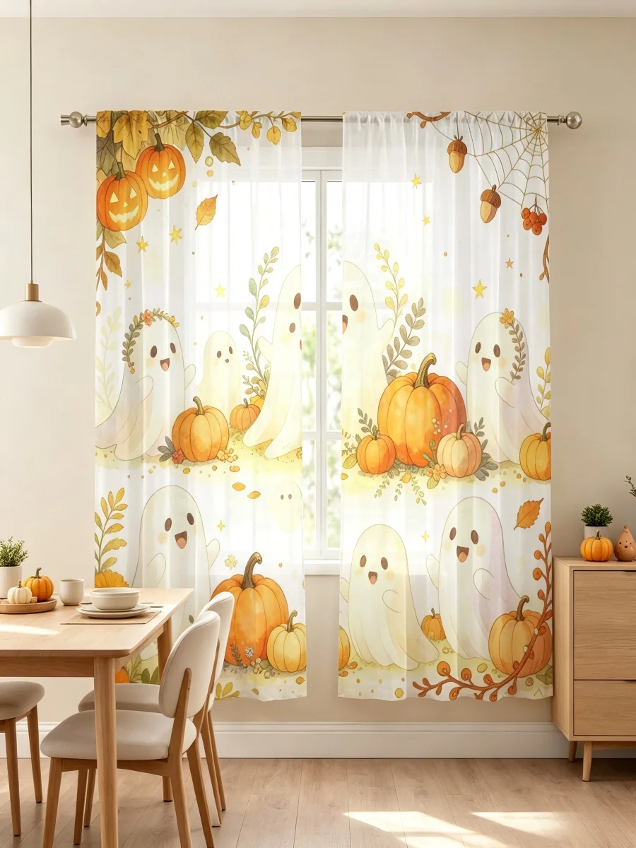 Curtain Sheer Voile - 2PCS 디지털 프린트 시스루 커튼, 수확의