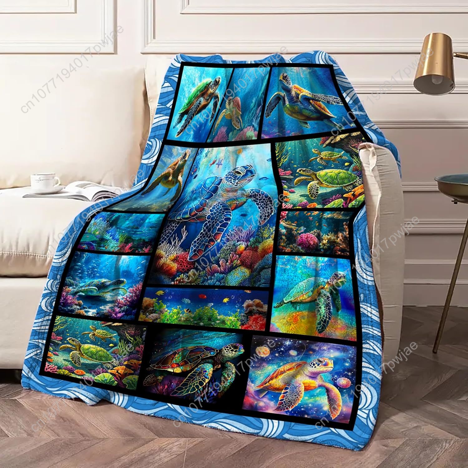 바다거북 플란넬 담요 부드럽고 아늑한 해양 테마의 산호 - Home Textiles Blanket 리뷰 및 가격