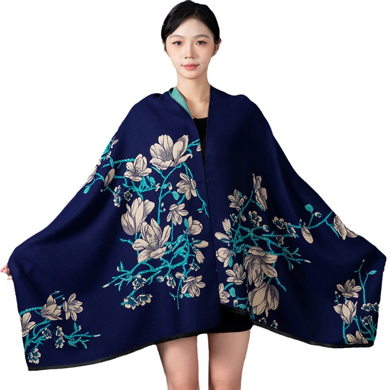 여성 겨울 숄 캐시미어 스카프 플로럴 프린트 숄 랩 파 - Home Textiles Blanket 리뷰 및 가격