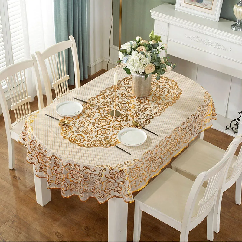 새로운 PVC 타원형 방수 식탁보 유럽풍 클래식 프린트 - Home Textiles News 리뷰 및 가격