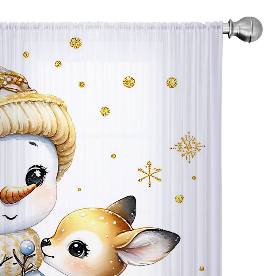 2PCS 디지털 프린트 시어 커튼, 귀여운 눈사람 동물 - Curtain Sheer Voile 리뷰 및 가격