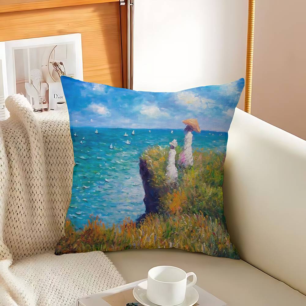 모네 추상 풍경화 베개 커버 - 침실 및 거실 소파 장 - Home Art Textiles 리뷰 및 가격