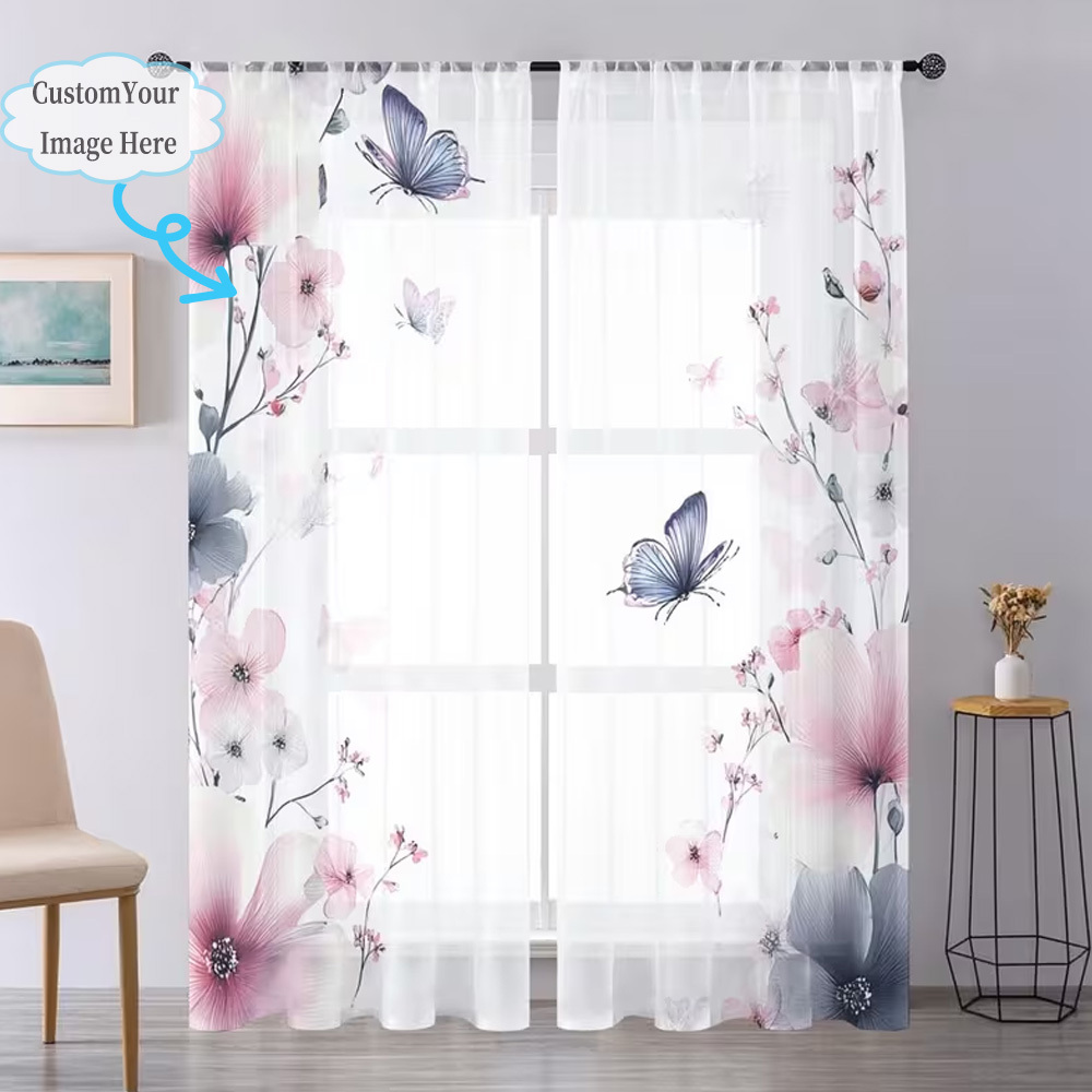 맞춤형 2D 플랫 2피스 시어 커튼, 원하는 디자인/이 - Home Textiles 리뷰 및 가격