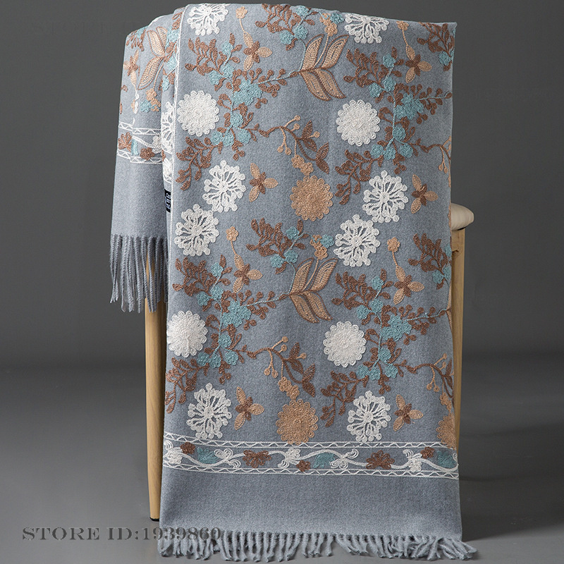 여성용 캐시미어 파시미나 스카프 랩 자수 꽃무늬 롱 숄 - Home Textiles Blanket 리뷰 및 가격