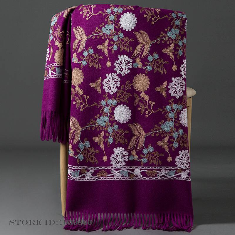 여성용 캐시미어 파시미나 스카프 랩 자수 꽃무늬 롱 숄 - Home Textiles Blanket 리뷰 및 가격