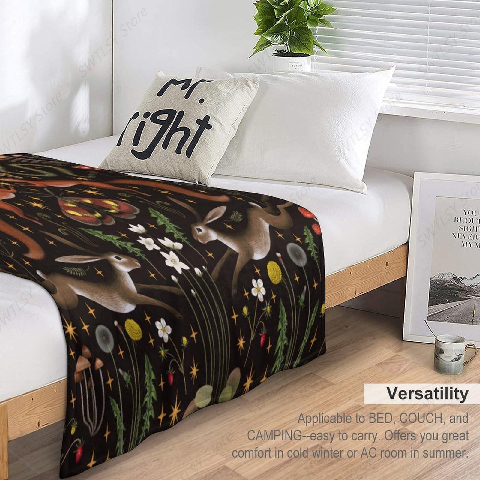 소박한 숲 담요, 동화 속 숲 땅 야생 동물 나방 꽃  - Home Landing Textiles 리뷰 및 가격