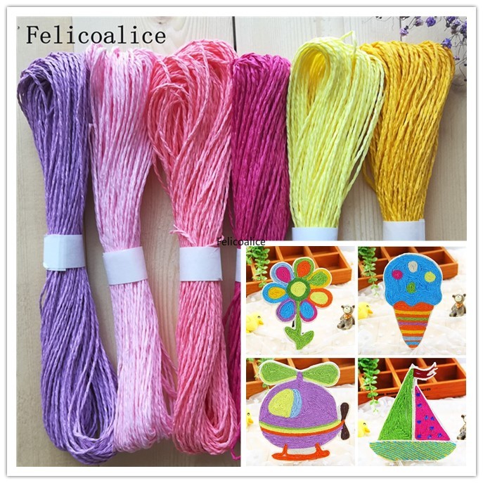 라피 잔디 로프 더블 피스 컬러 종이 로프 스티커, D - Home Art Textiles 리뷰 및 가격