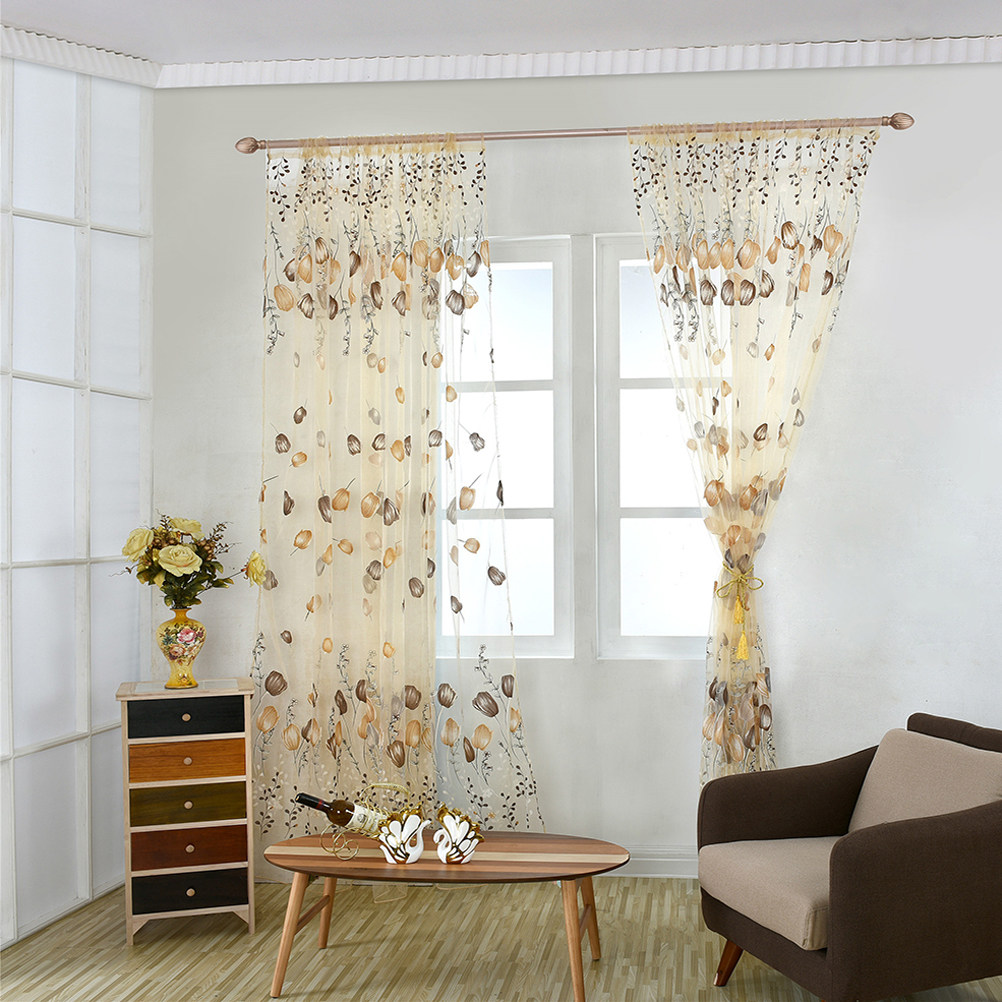 100x200cm 튤립 보일 커튼 반투명 시어 플로럴  - Curtain Sheer Voile 리뷰 및 가격
