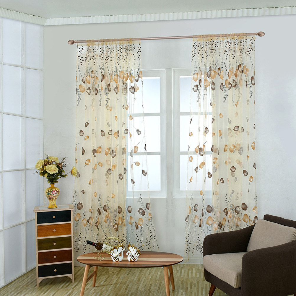 100x200cm 튤립 보일 커튼 반투명 시어 플로럴  - Curtain Sheer Voile 리뷰 및 가격