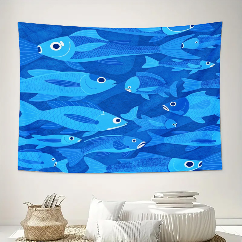 해양 물고기 바다 패턴 태피스트리 블루 수중 수족관 벽 - Home Art Textiles 리뷰 및 가격