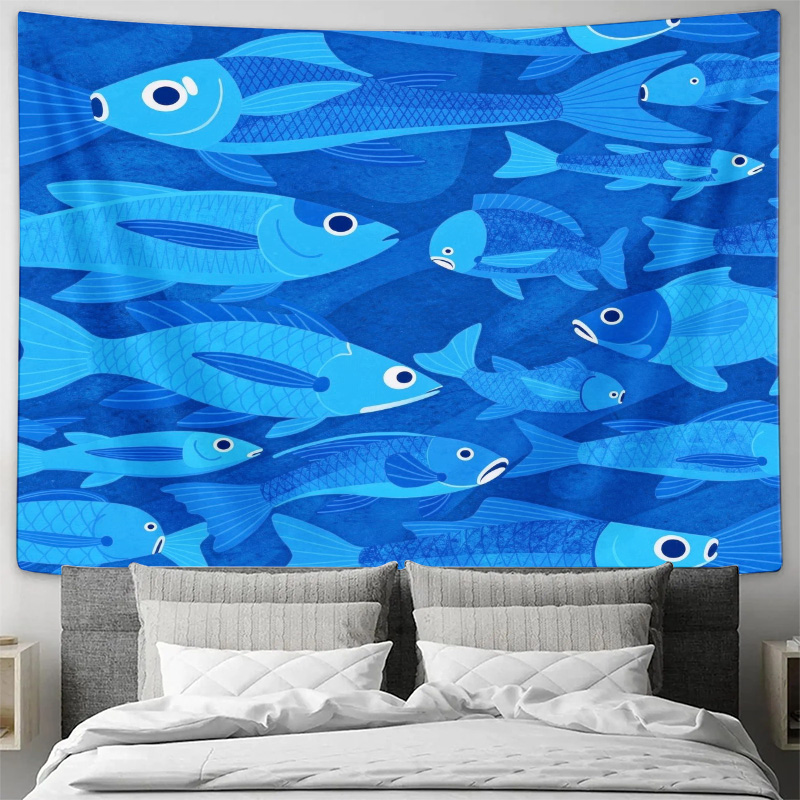 해양 물고기 바다 패턴 태피스트리 블루 수중 수족관 벽 - Home Art Textiles 리뷰 및 가격