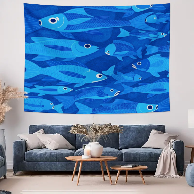 해양 물고기 바다 패턴 태피스트리 블루 수중 수족관 벽 - Home Art Textiles 리뷰 및 가격