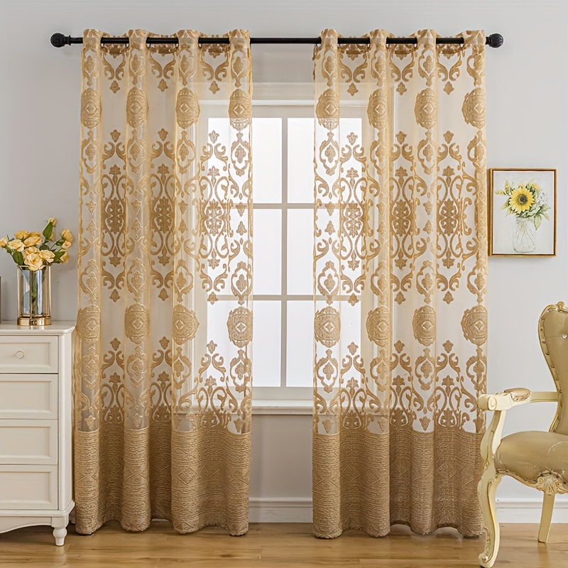 1개 카키색 3D 엠보싱 시어 커튼, 유럽풍 코트 패턴 - Curtain Sheer Voile 리뷰 및 가격
