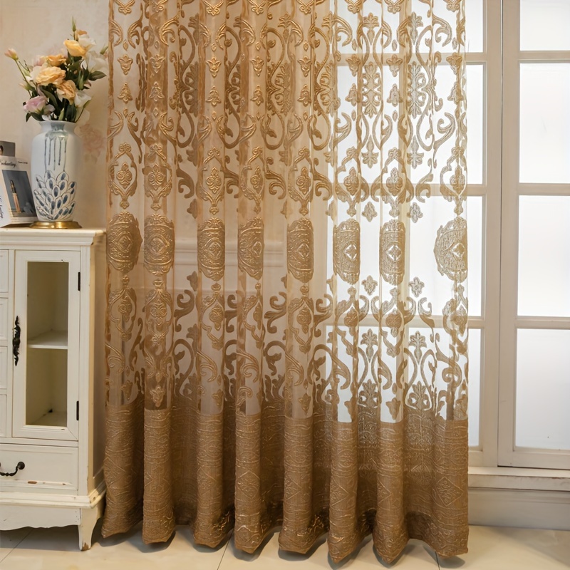 1개 카키색 3D 엠보싱 시어 커튼, 유럽풍 코트 패턴 - Curtain Sheer Voile 리뷰 및 가격