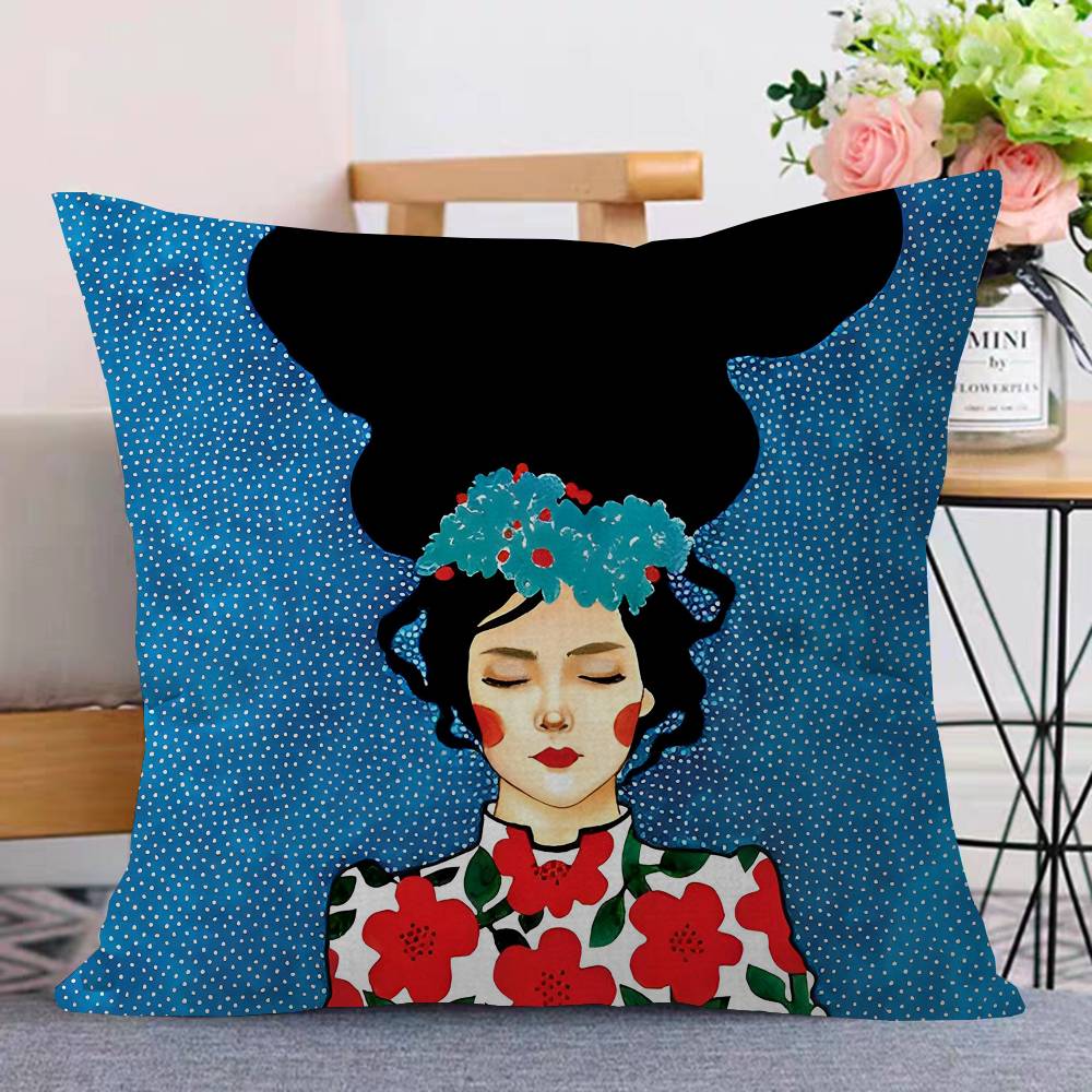 추상 꽃 소녀 페어 럭키 드래곤 베개 커버 소파 쿠션  - Home Textiles Fair 리뷰 및 가격