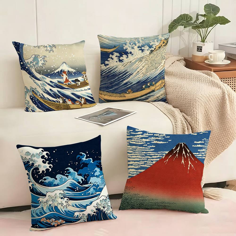 Art Katsushika H-Hokusai Squar - Home Art Textiles 리뷰 및 가격