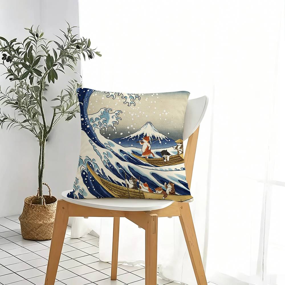 Art Katsushika H-Hokusai Squar - Home Art Textiles 리뷰 및 가격